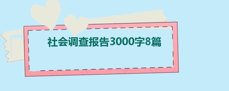 社会调查报告3000字8篇