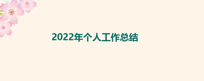 2022年个人工作总结