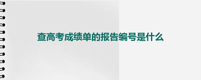 查高考成绩单的报告编号是什么