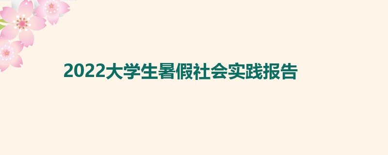 2022大学生暑假社会实践报告