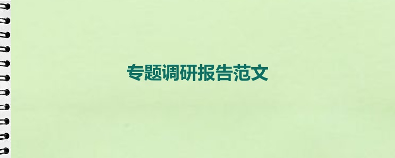 专题调研报告范文