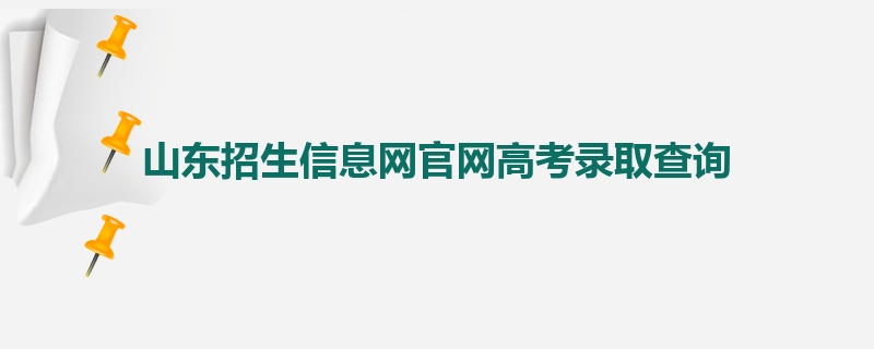 山东招生信息网官网高考录取查询