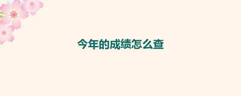 今年的成绩怎么查