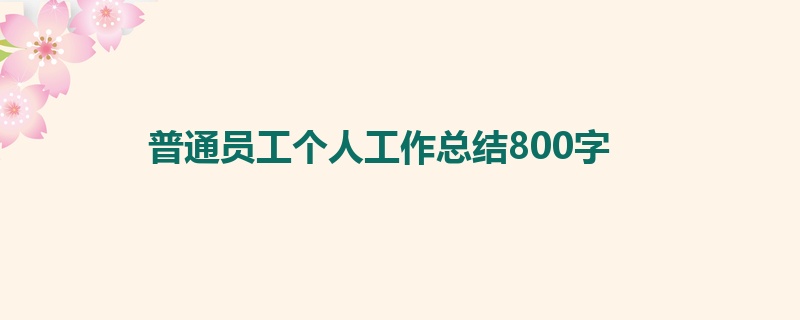 普通员工个人工作总结800字