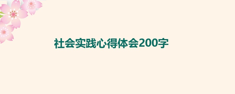 社会实践心得体会200字