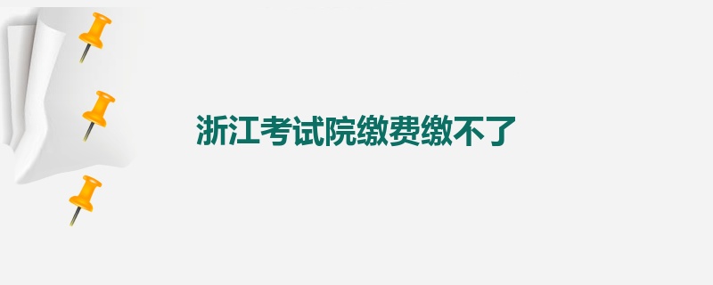 浙江考试院缴费缴不了