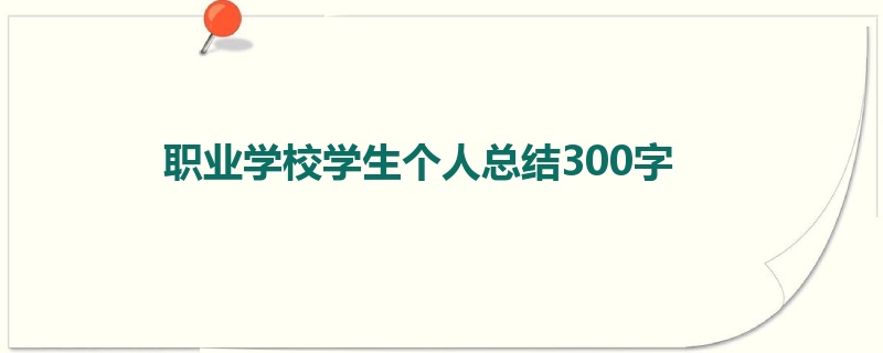 职业学校学生个人总结300字