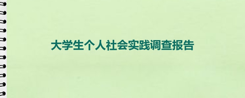 大学生个人社会实践调查报告