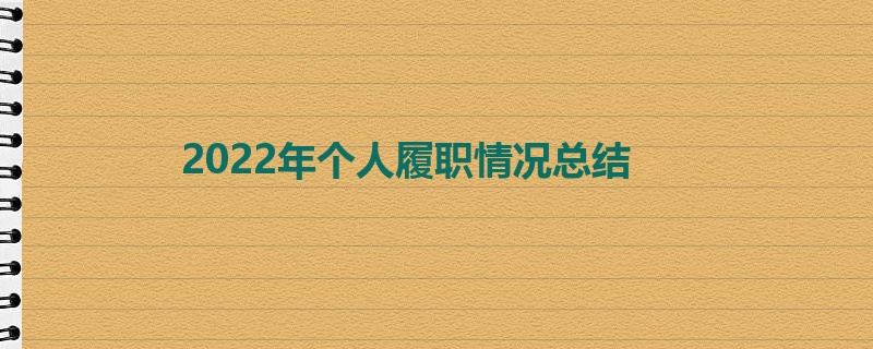 2022年个人履职情况总结