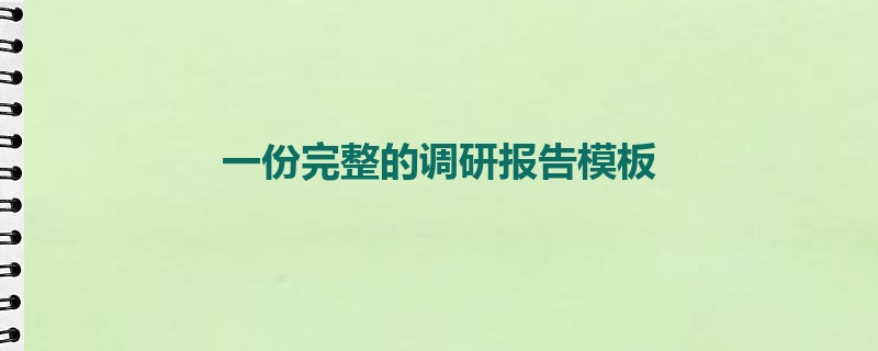 一份完整的调研报告模板