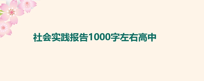 社会实践报告1000字左右高中