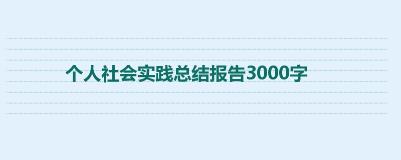 个人社会实践总结报告3000字