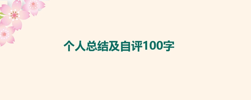 个人总结及自评100字