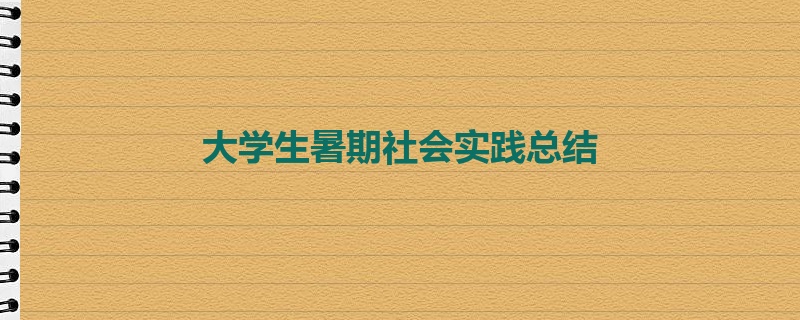 大学生暑期社会实践总结