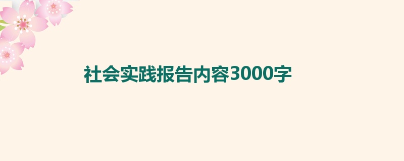 社会实践报告内容3000字