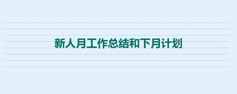 新人月工作总结和下月计划