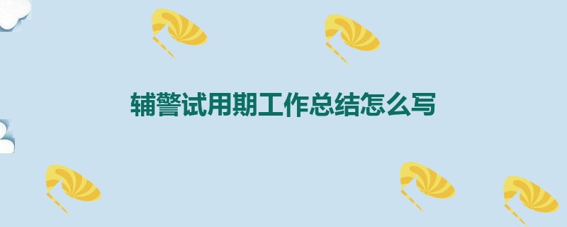 辅警试用期工作总结怎么写