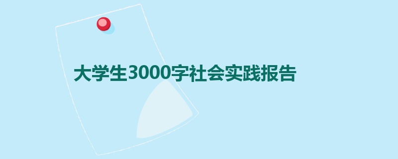 大学生3000字社会实践报告