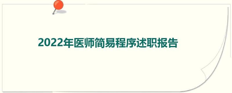 2022年医师简易程序述职报告