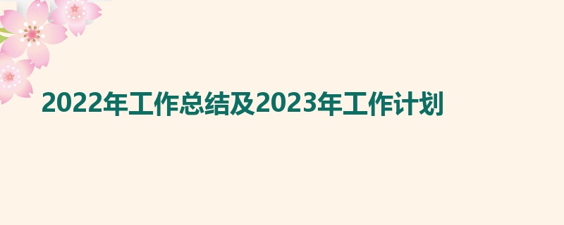 2022年工作总结及2023年工作计划