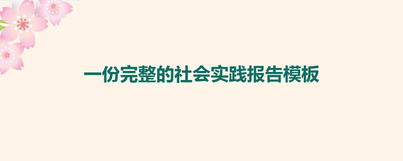 一份完整的社会实践报告模板